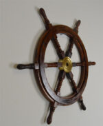 30" Solid Wood and Brass Ship Wheel - Image 2