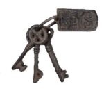 4”L Bronze Finish Metal Skeleton Keys on Ring - 3 Keys with a Tag