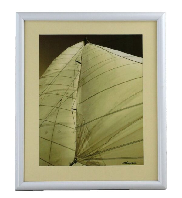 18" Sepia Ship's Sail Print - Framed and Matted - Hanging Wall Decor