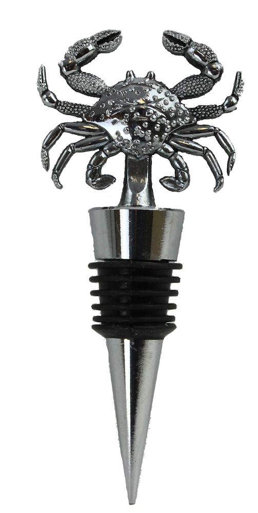 GC029-chromed-steel-crab-shaped-bottle-topper-silver 4.5" Chromed Steel Crab Bottle Topper