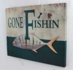 18" Gone Fishin' Stretched Canvas - Hanging Wall Decor - Image 2