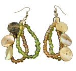 Bali Natural Green Beaded Earrings 3"L