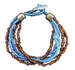 Fiji Brown Blue Beaded Bracelet 9"L