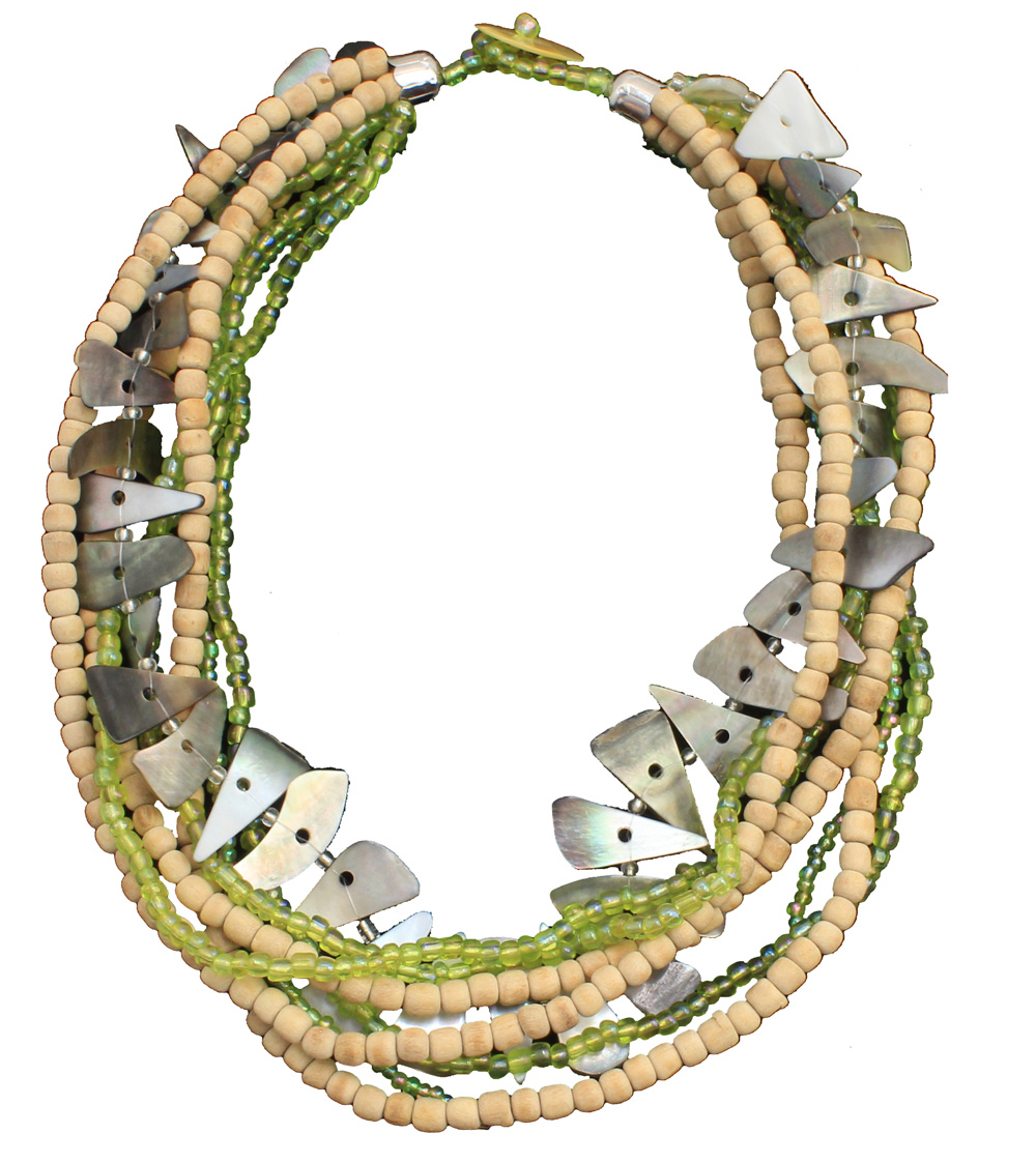 HE032-emerald-green-beaded-beach-necklace Maui Emerald Green Beaded Necklace 19.5"L - Image 1