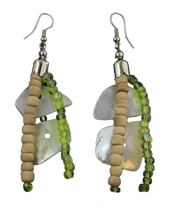 Maui Emerald Green Beaded Earrings 3"L