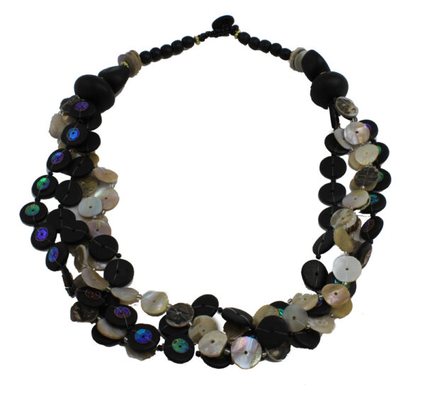 Belize Black Shell Beaded Necklace 19.5"L
