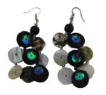 Belize Black Shell Beaded Earrings 2.5"L