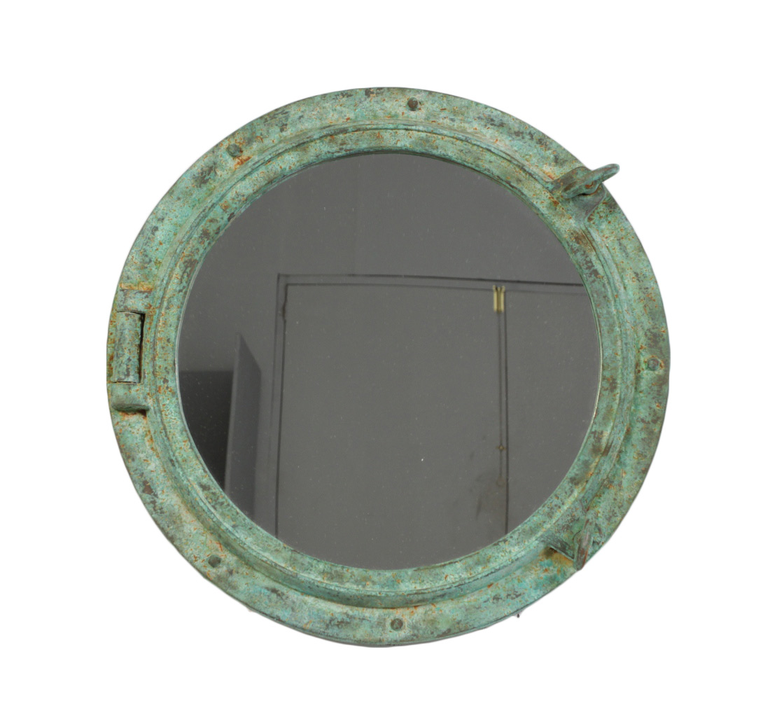 HX040-1 24"Dia Shipwreck Finish Wall Mount Porthole Mirror - Image 1