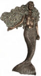 Wall Mermaid Large Sculpture Verde Bronze Finish 56 Inch