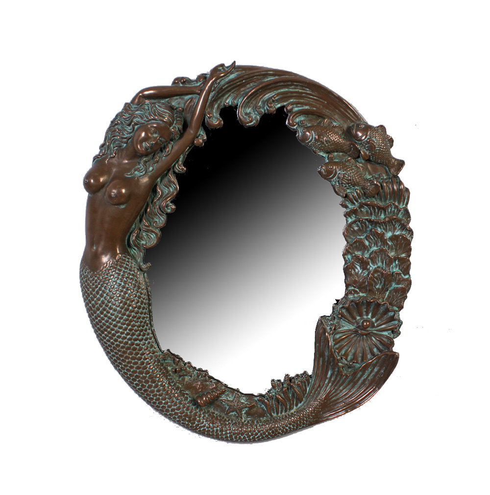 HX139mermaidreefmirrorbronze Mermaid Reef Mirror 26" Bronze Finish Wall Decor - Image 1