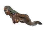 SERINA Swimming Mermaid Large Hanging Sculpture With Shell Bra Verde Bronze