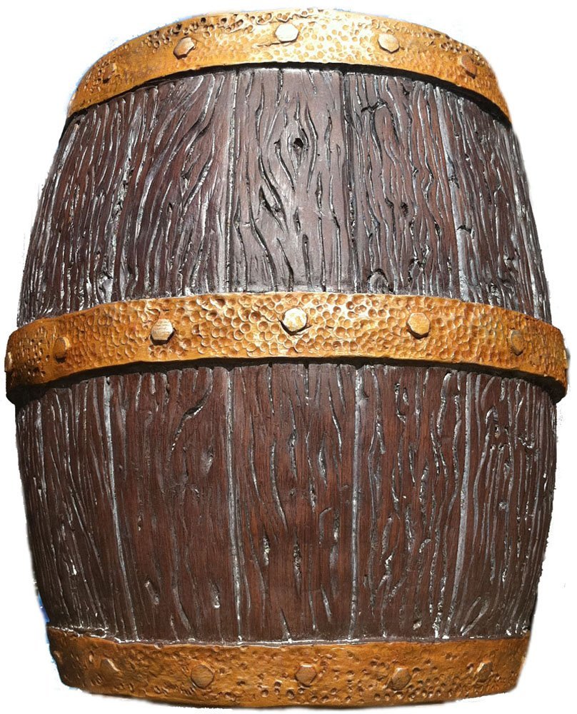 hx171 18" H Brown and Gold Whiskey Barrel Large Sculpture - Image 1