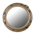 20" Antique Brass Finish Porthole Mirror Wall Mount Decor