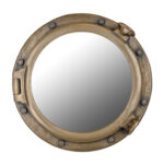 20" Antique Brass Finish Porthole Mirror Wall Mount Decor