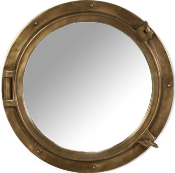 24" Porthole Mirror Antique Brass Finish Wall Mount