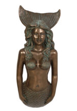 Life Size Figurehead Mermaid Two Piece Wall Sculpture Verde Bronze Finish