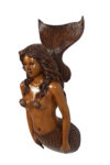 Life Size Figurehead Mermaid Wood Look Finish Wall Mount Large Sculpture With Shell Bra