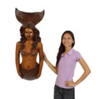 Life Size Figurehead Mermaid Wood Look Finish Wall Mount Large Sculpture With Shell Bra - Image 2