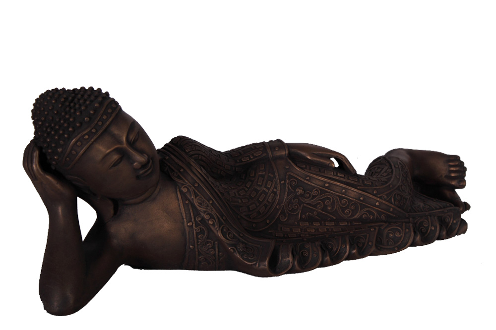 HX211-bronze-finish-laying-buddha-sculpture 24.25" L Bronze Finish Laying Buddha Sculpture - Image 1