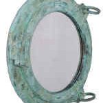 16” Shipwreck Finish Porthole Mirror Fiberglass Resin Wall Mount