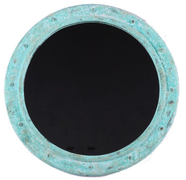 20” Shipwreck Finish Porthole Mirror Non-Opening No Dog Ears Fiberglass Resin Wall Mount Decor