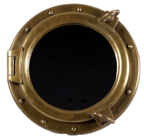 16" Antique Brass Finish Wall Mount Porthole Mirror