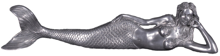 HX231 Dreamy The Laying Mermaid Large Sculpture Aluminum Finish - Image 1