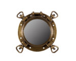 15" Antique Brass Finish Replica WWII Navy Porthole Mirror - Wall Mount