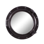 Porthole Mirror Iron Finish Wall Mount 12 Inch Diameter
