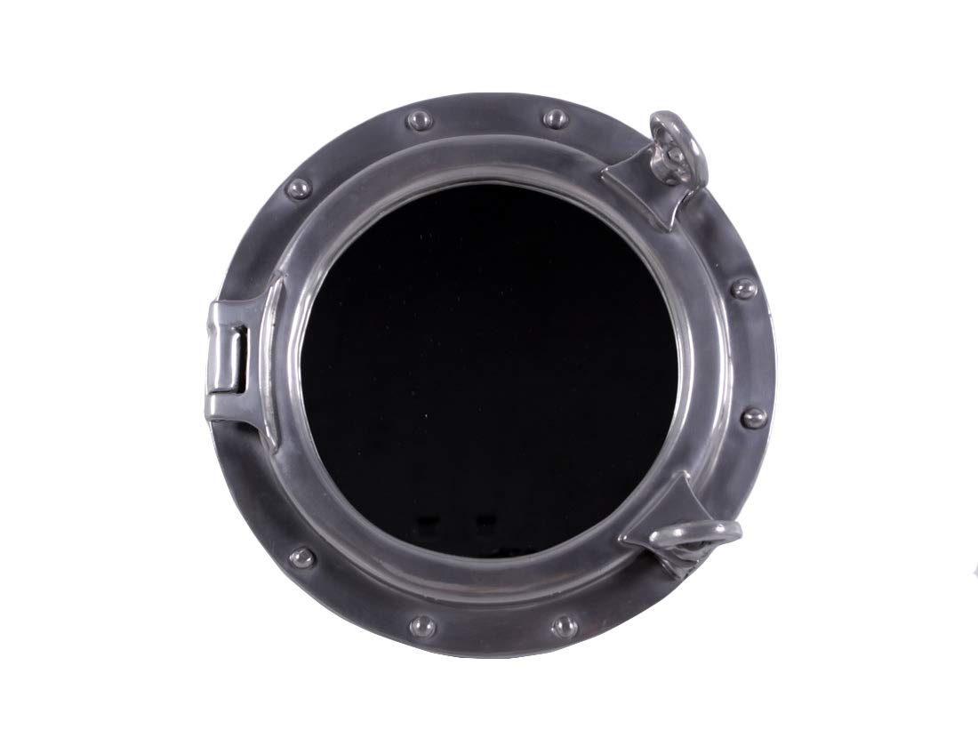 HX246 Porthole Mirror Wall Mount Aluminum Finish 12 Inch Diameter - Image 1