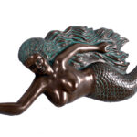 Swimming Mermaid Large Wall Figure Verde Bronze Finish