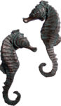 34" Set of 2 Verde Bronze Finish Seahorse Wall Decor Sculptures
