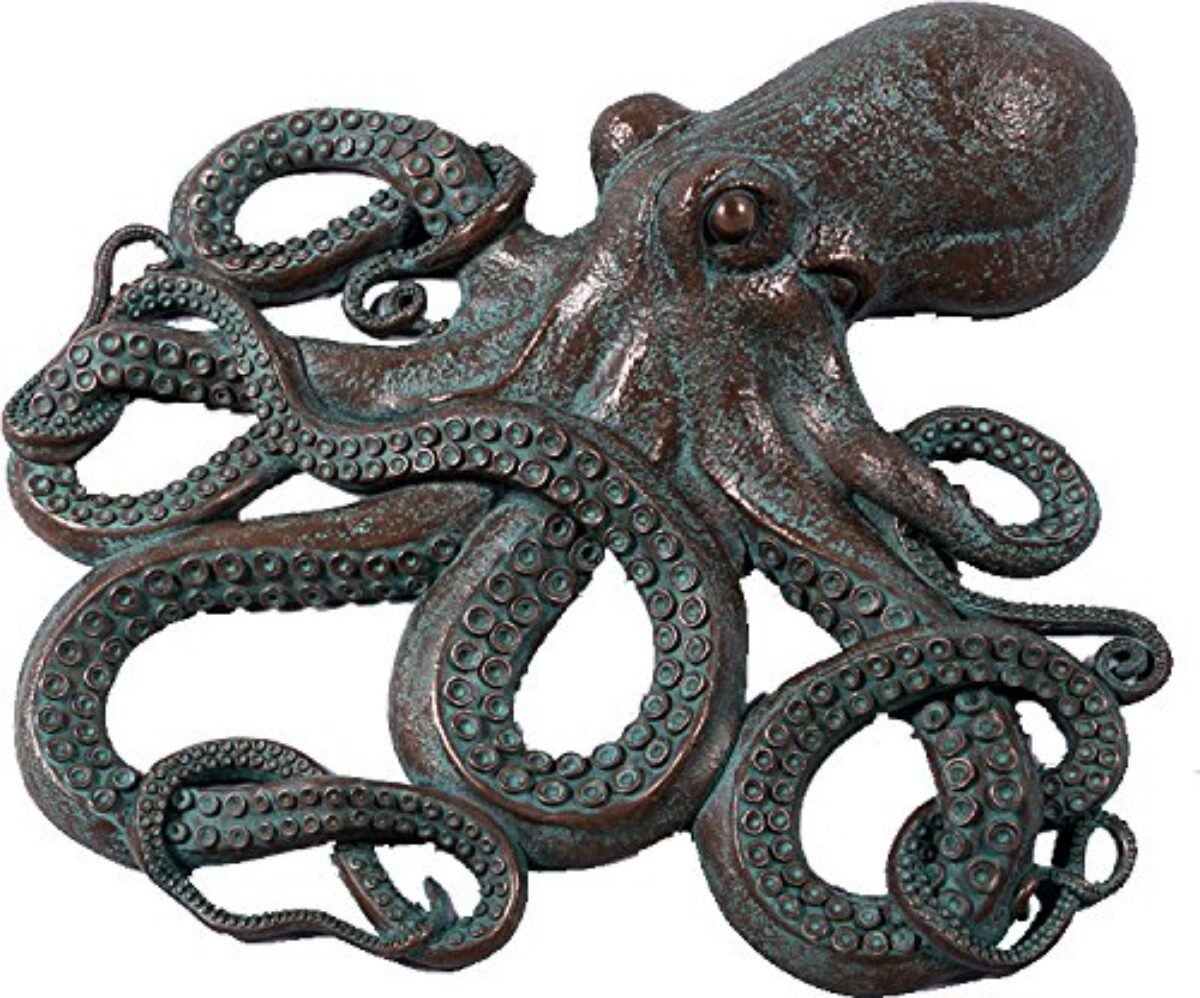 Awesome Octopus Wall Decor Figure Silver Leaf Finish 