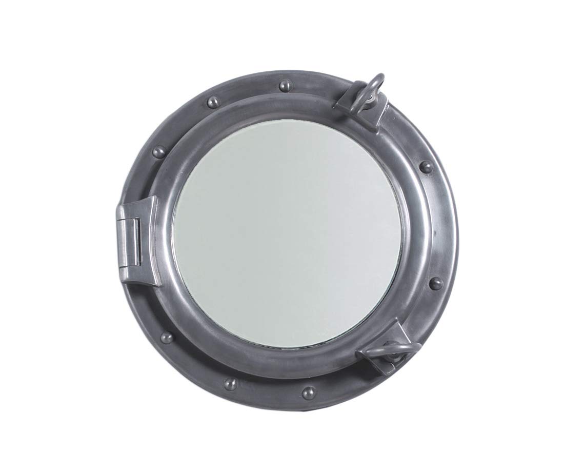 HX291 Porthole Mirror Wall Mount Aluminum Finish 16 Inch Diameter - Image 1