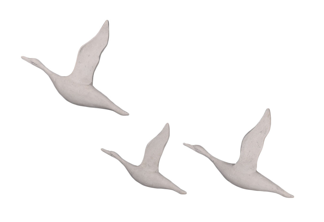 HX304-1 Set of 3 Roman Stone Finish Flying Ducks Wall Mount Figures - Image 1