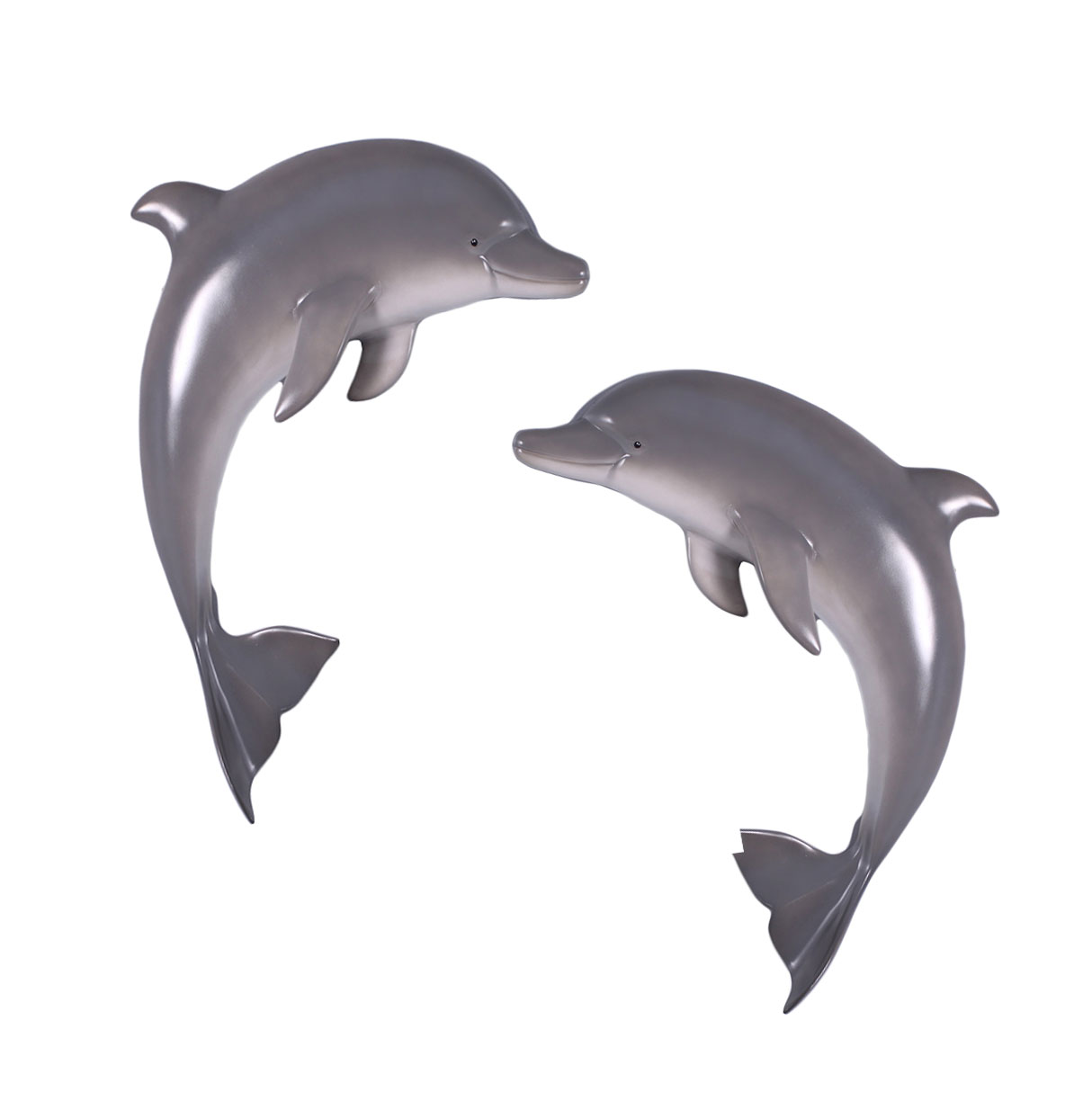 HX312-1 Set of 2 Painted Finish Dolphin Large Wall Sculptures 36" L - Image 1