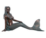 Nerissa by the Sea Mermaid Large Sculpture Verde Bronze Finish 30"