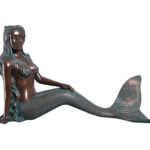 Nerissa by the Sea Mermaid Large Sculpture Verde Bronze Finish 30"