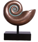 18"H Verde Bronze Finish Large Nautilus Shell Sculpture