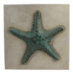 Starfish Wall Plaque, Verde Bronze Finish Shell with Stone Square 20"