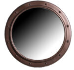 20" Bronze Finish Porthole Mirror with No Dog Ears Non-Opening Wall Mount