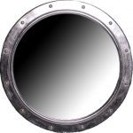 20" Silver Leaf Finish Porthole Mirror with No Dog Ears Non Opening Wall Mount