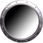 20" Silver Leaf Finish Porthole Mirror with No Dog Ears Non Opening Wall Mount