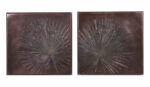 Set of 2 Verde Bronze Finish Anahaw Tree Leaf Positive Wall Mount Plaques