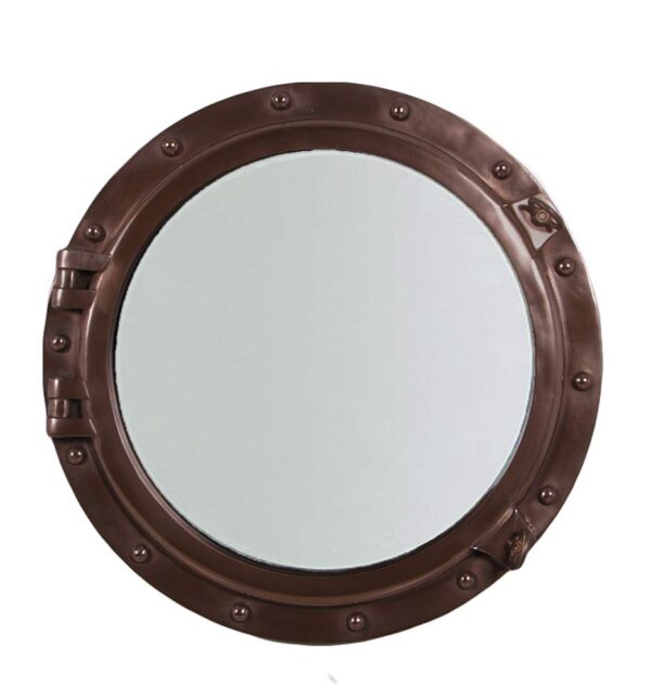 36" Porthole Mirror Wall Mount Polished Bronze Finish