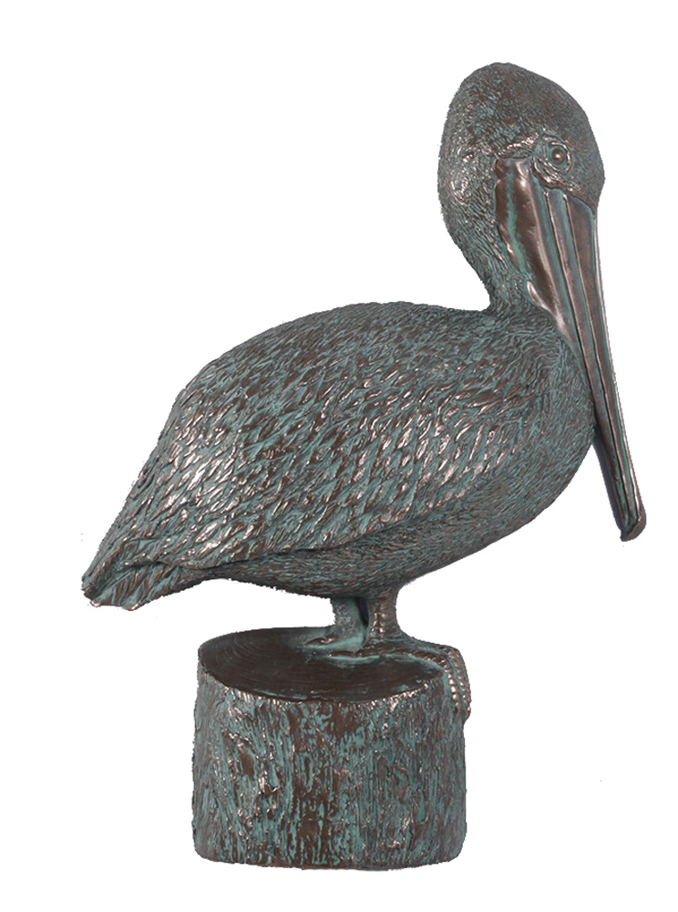 HX367-verde-bronze-finish-pelican-on-post-wall-decor Verde Bronze Finish Pelican on Post Wall Decor - Image 1