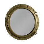 36" Porthole Mirror Antique Brass Finish Wall Mount