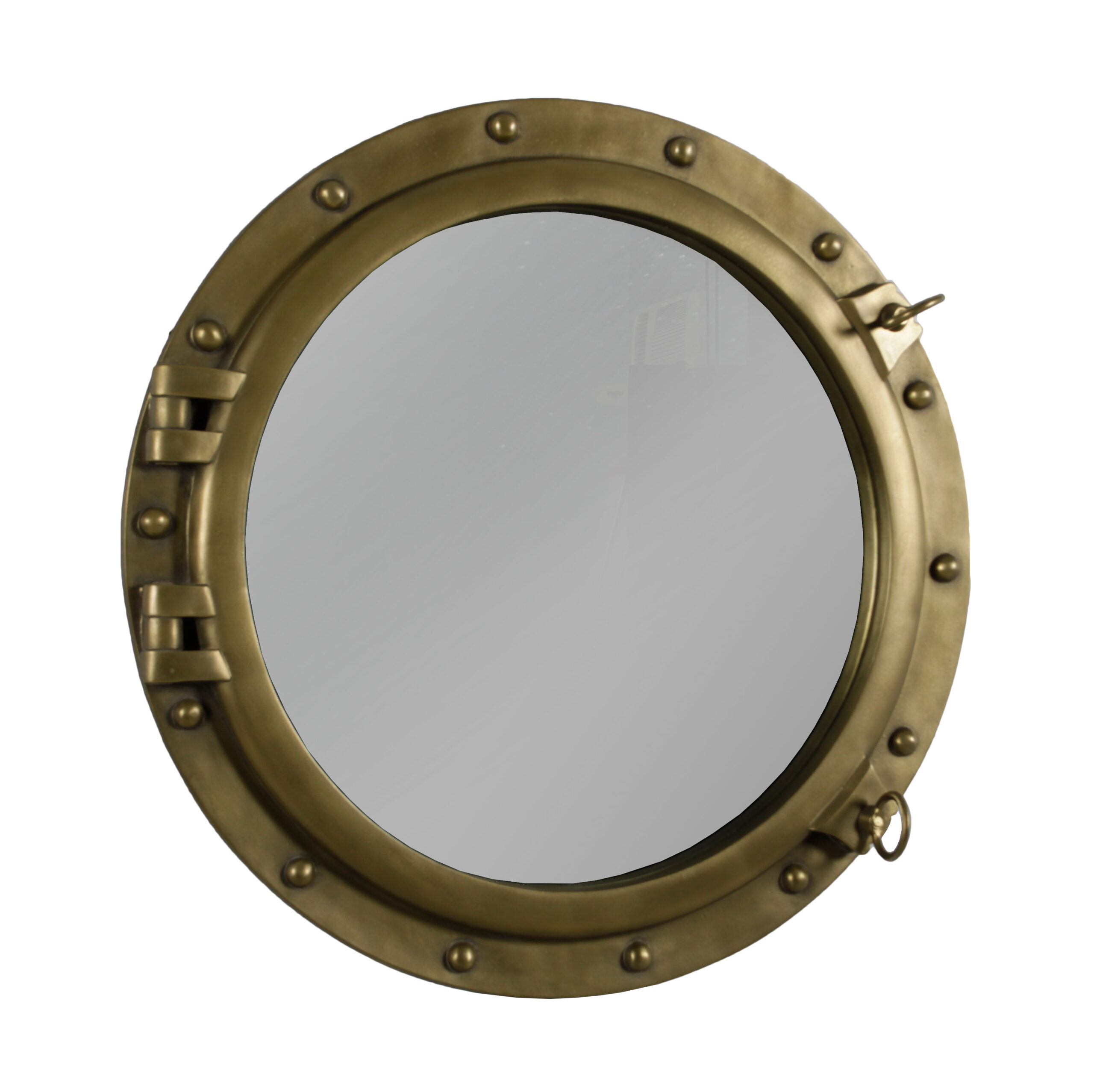 HX370-1 36" Porthole Mirror Antique Brass Finish Wall Mount - Image 1