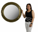 36" Porthole Mirror Antique Brass Finish Wall Mount - Image 3