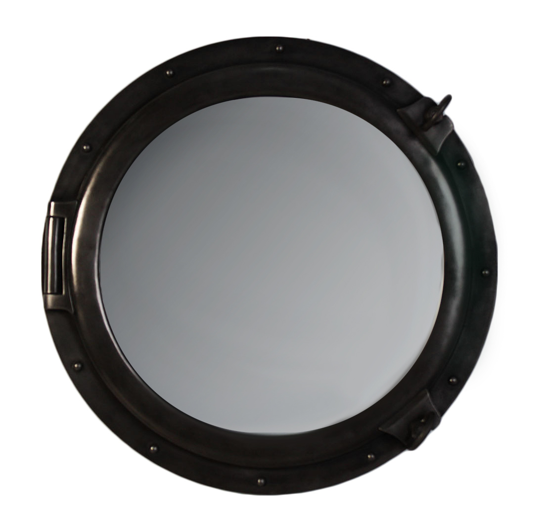 HX371-1 36" Porthole Mirror Wall Mount Iron Finish - Image 1